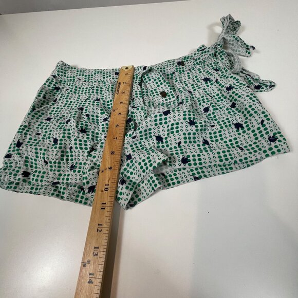 Cooperative Green Polka Dot Casual Shorts Sz 2 Womens Mid Rise Tie Waist Pockets - Picture 6 of 10